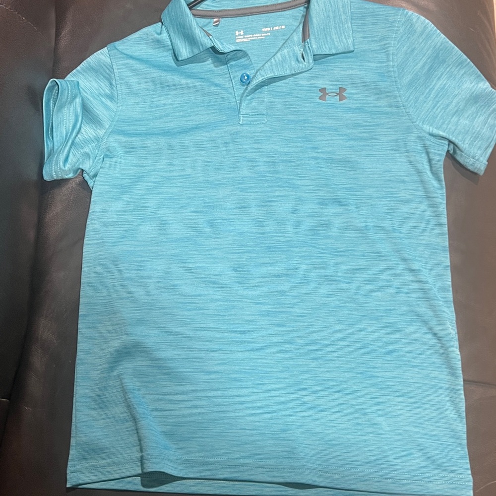 Under Armour Kids Polo golf type Shirt - turquoise Blue Youth Med = 10ish